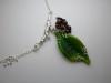 Leaf Neck piece, cast Sterling Silver branch & Glass