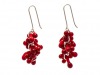 Earrings Hook Red Glass & Silver