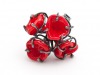 Ring Bouquet Red Glass & Silver