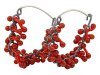 Hoop Earrings Red Glass & Silver Oxidised