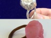 lost wax cast silver pod ring - before and after